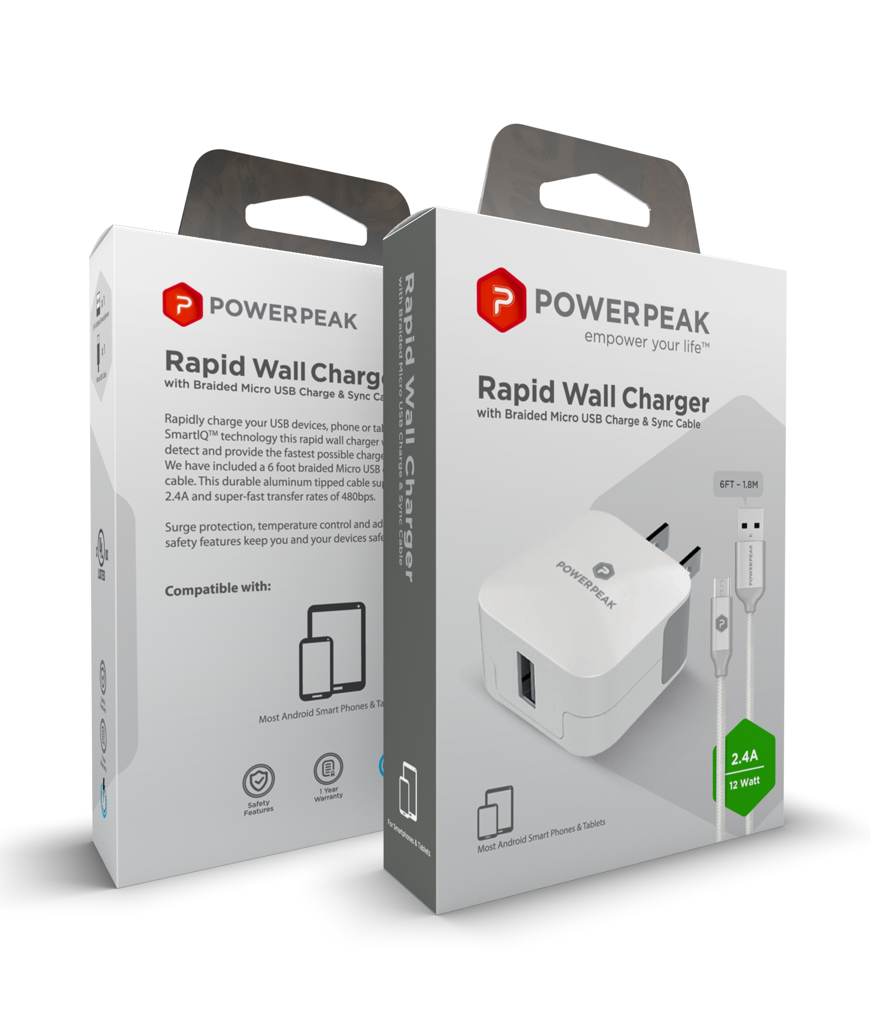 PowerPeak Micro Rapid2.4 Wall Charger - White