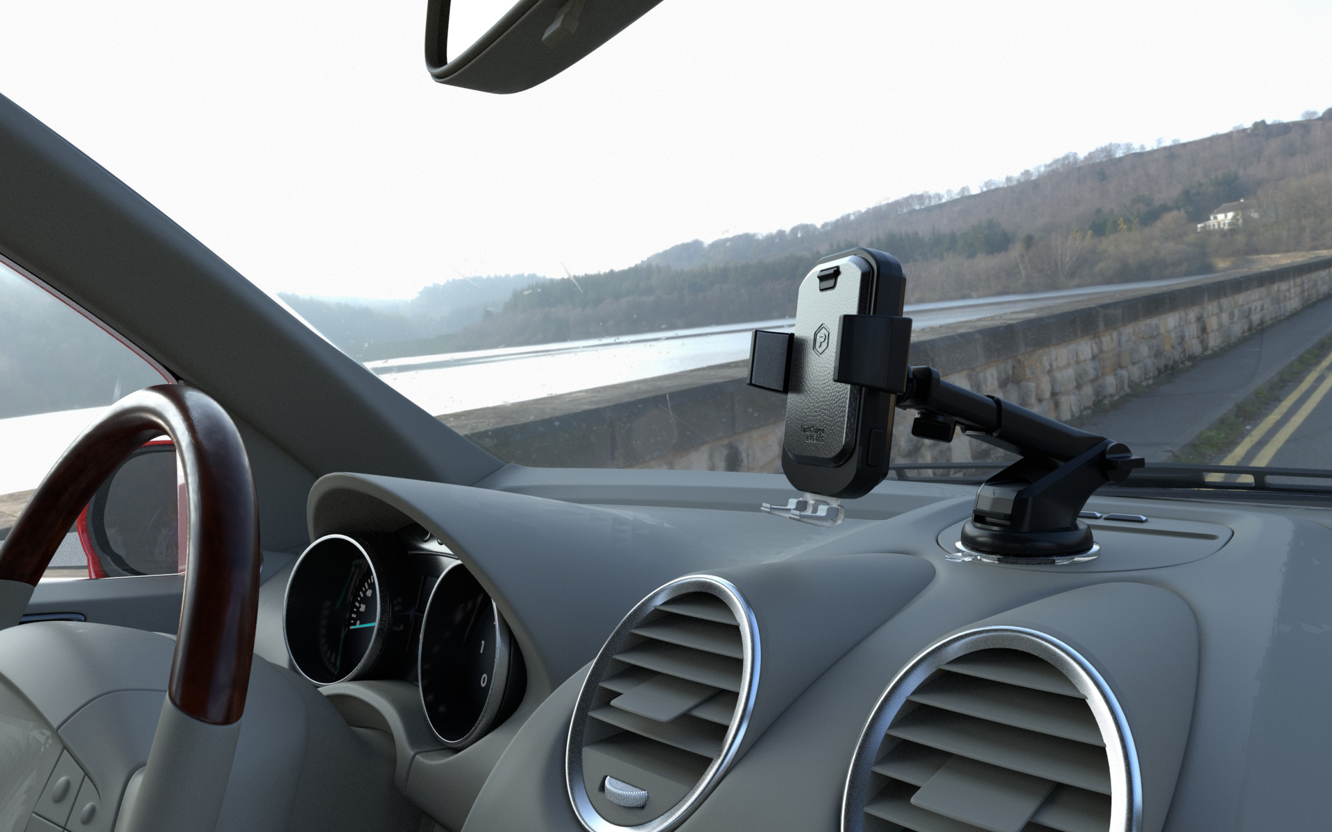 PowerPeak Wireless Fast Charging Car Windshield Dashboard Mount