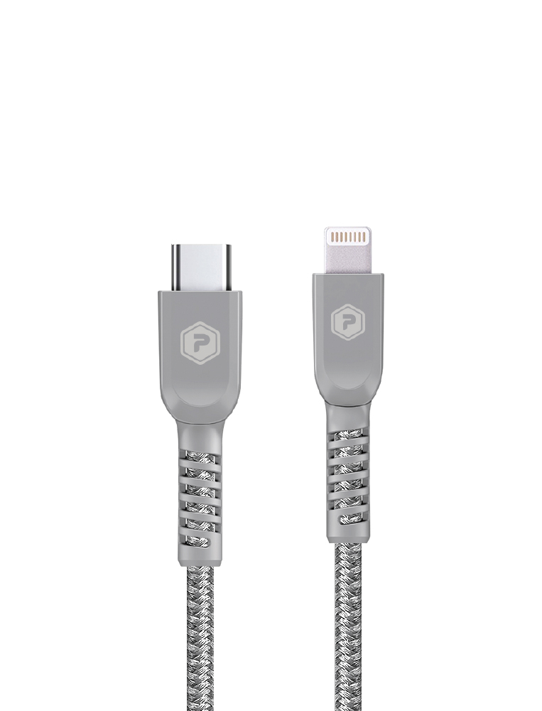 PowerPeak 3ft. Braided Nylon USB-C to Lightning Cable - Silver