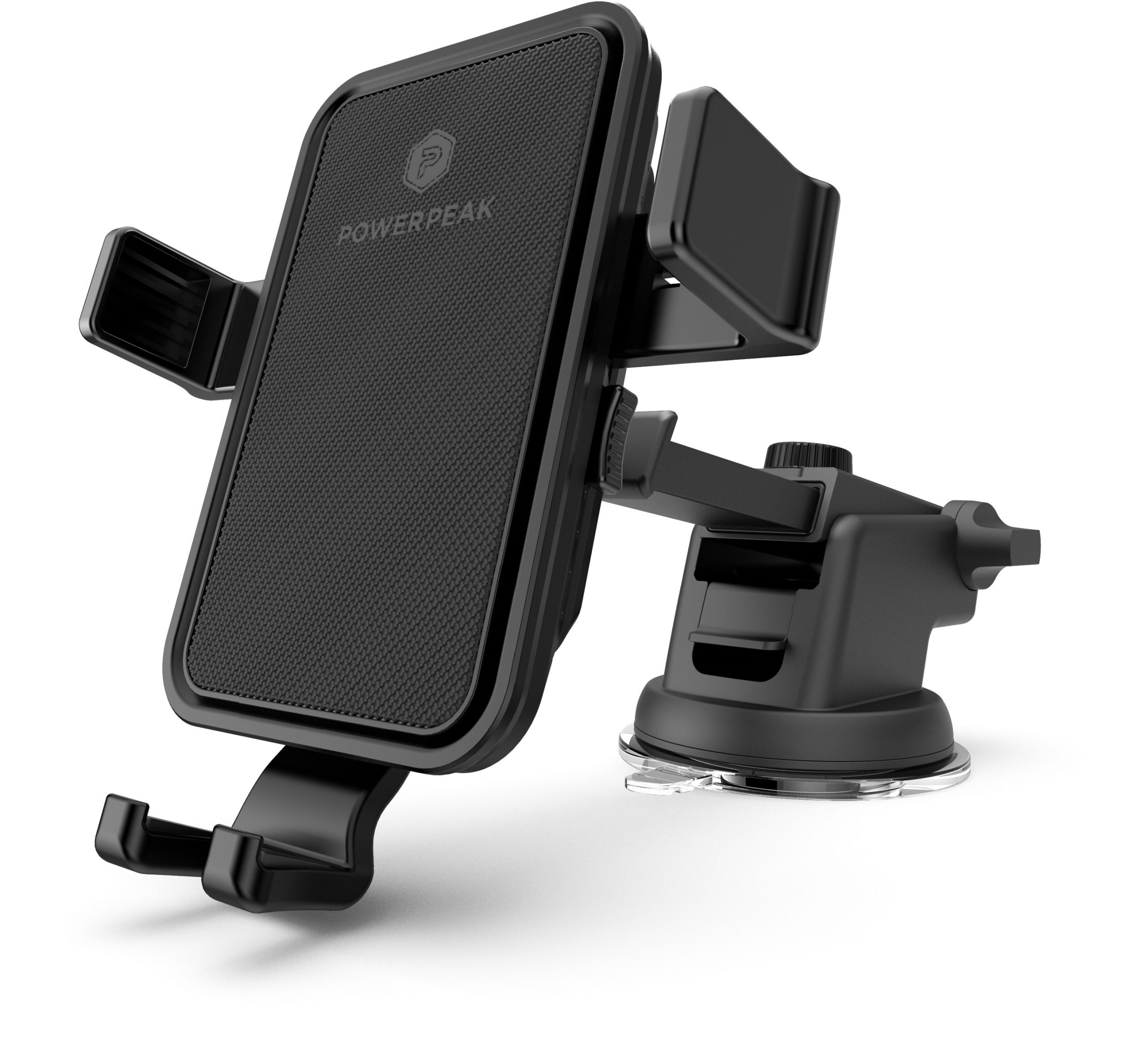 Black Windshield/ dash and Vent Car Mount for mobile devices with telescopic arm