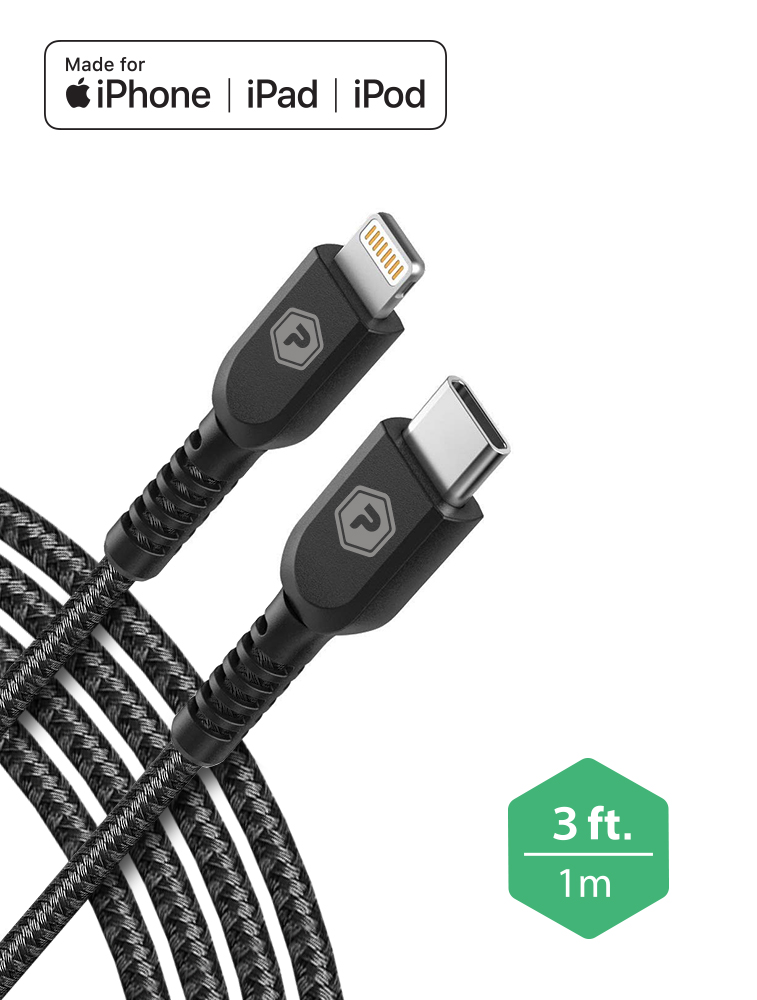 PowerPeak 3ft. USB-C to Lightning Charging Cable - Black