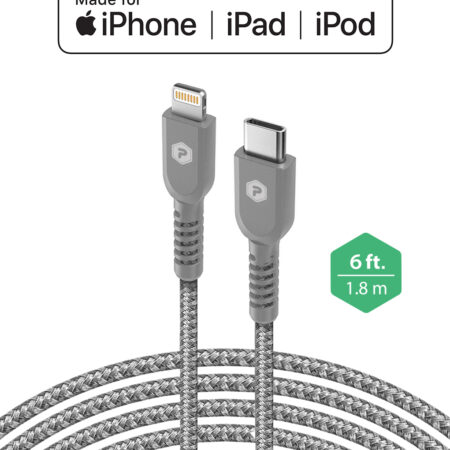 Gray USB-C to Lightning 6ft Fast Charge Cable