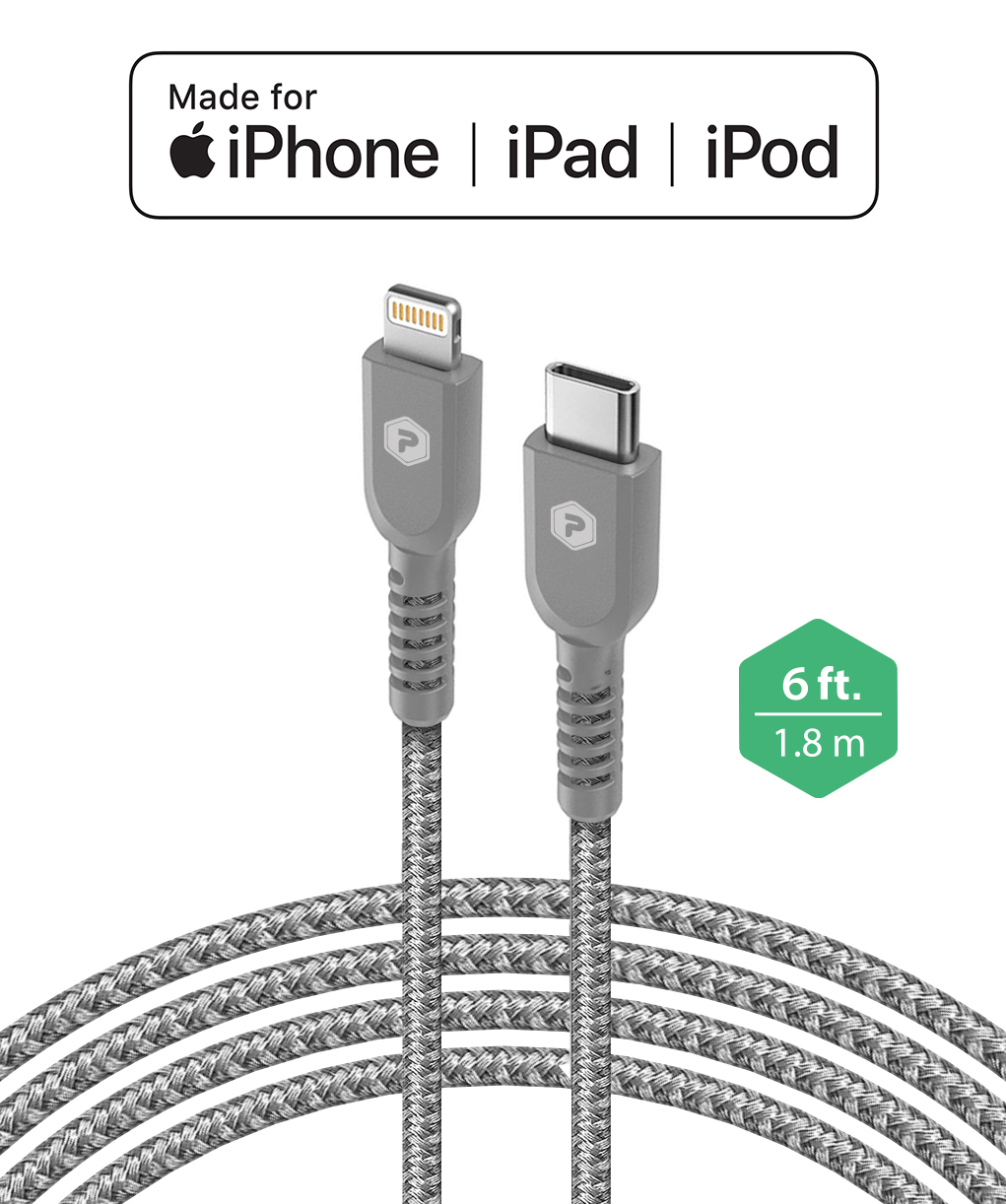 Gray USB-C to Lightning 6ft Fast Charge Cable