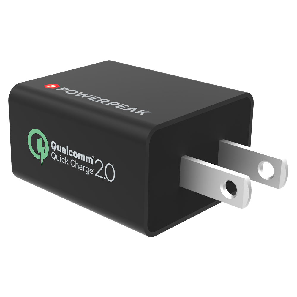 PowerPeak Quick Charge 2.0 Compact Wall Charger with 5ft Micro USB Cable