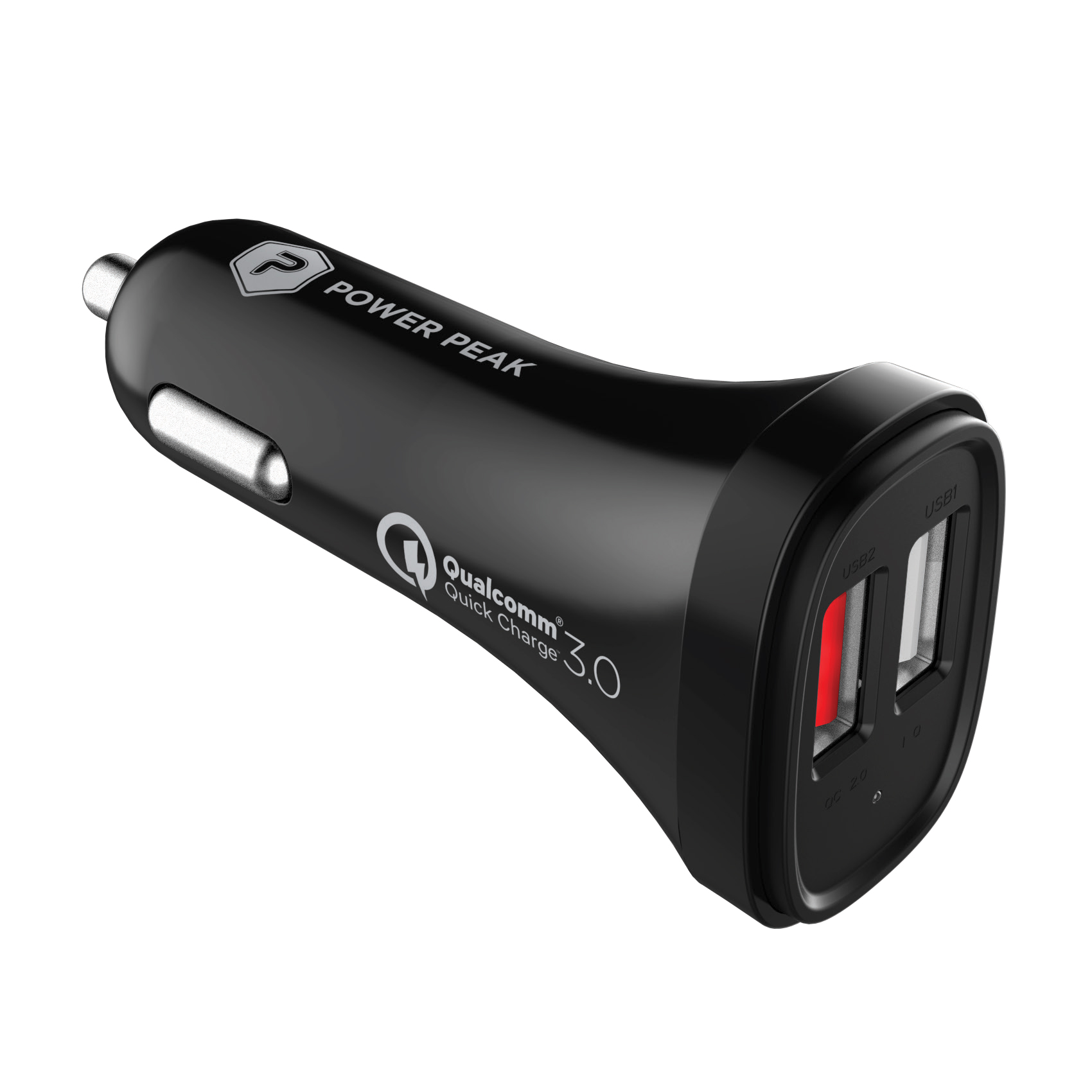 Black Dual Port Car Charger with Smart Rapid-charge technology