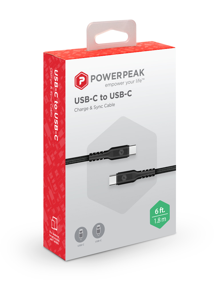 PowerPeak 6ft. USB-C to USB-C Charging Cable - Black