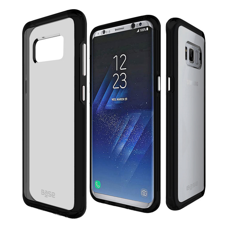 Base Crystal Shield - Reinforced Bumper Protective Case for Samsung S8 Plus - Black/Smoke
