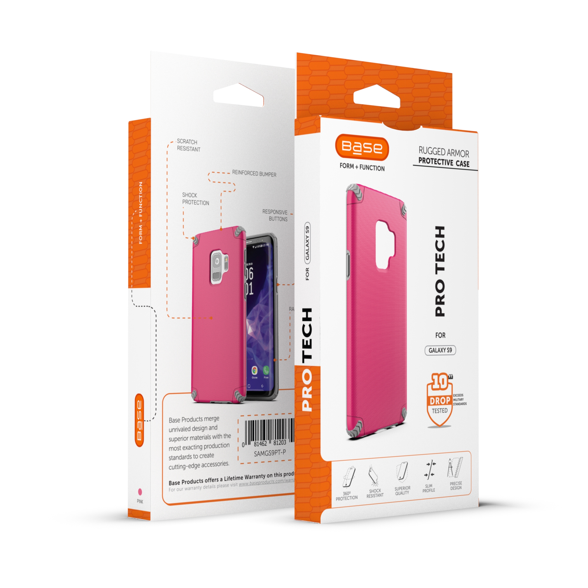 Base ProTech - Rugged Armor Protective Case for Galaxy S9 Plus - Pink