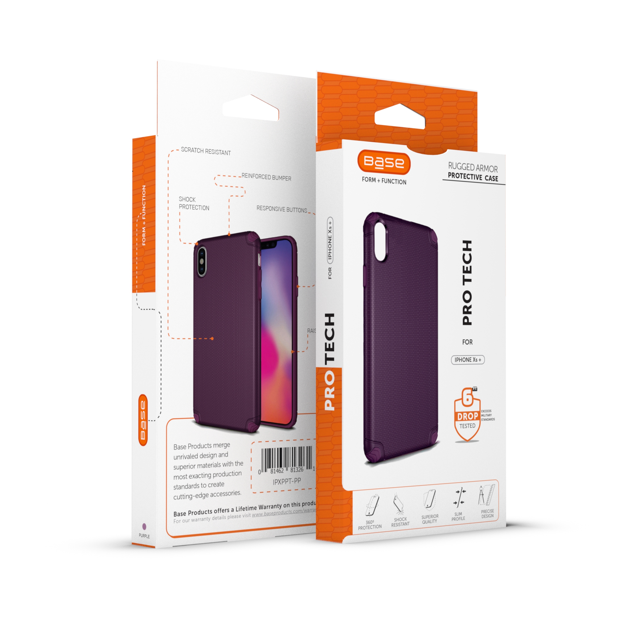 Base ProTech - Rugged Armor Protective Case for iPhone X Max - Purple