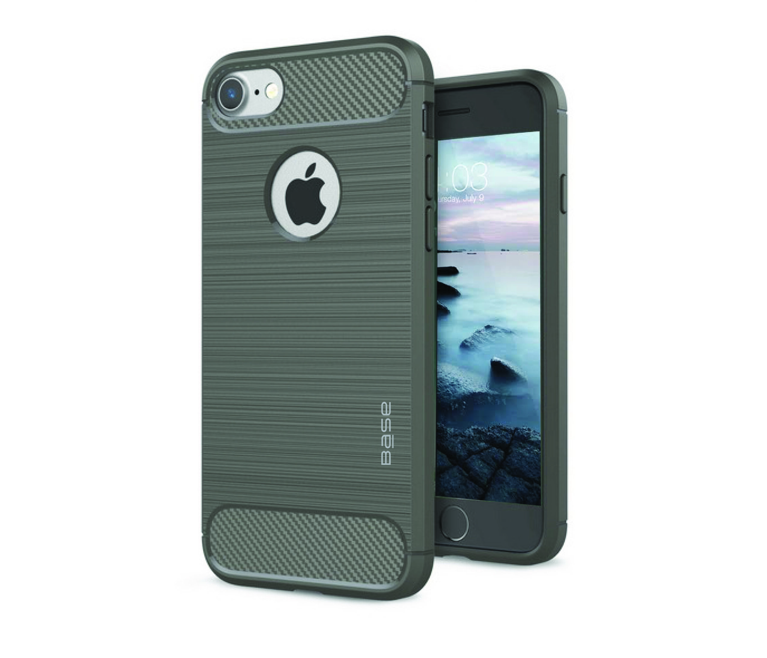 Base ProSlim - Sleek Brushed Protective Case for iPhone - SE -7/8 - Grey