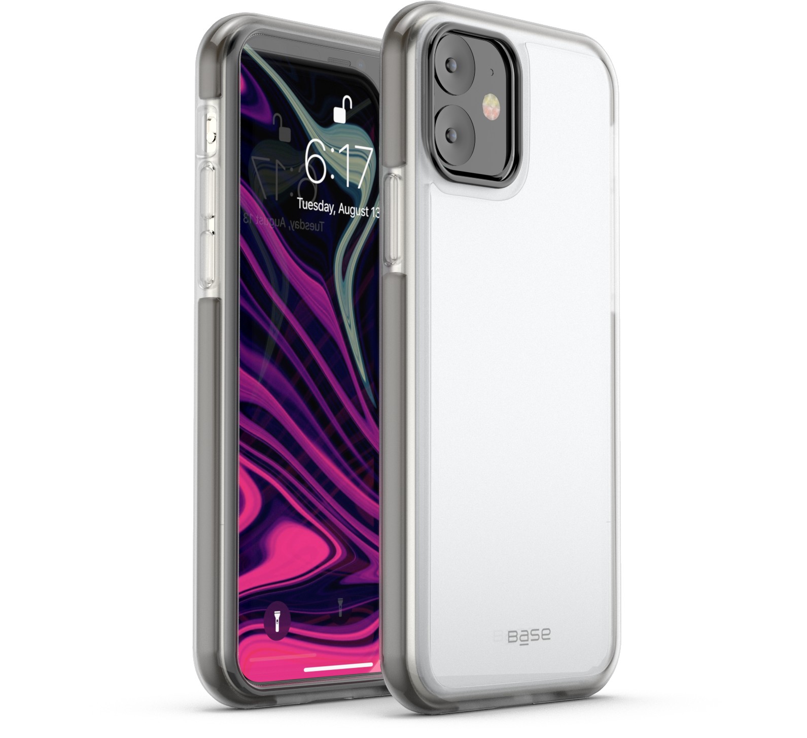 Clear slim case protector with grey edges For iPhone 11 cell phones
