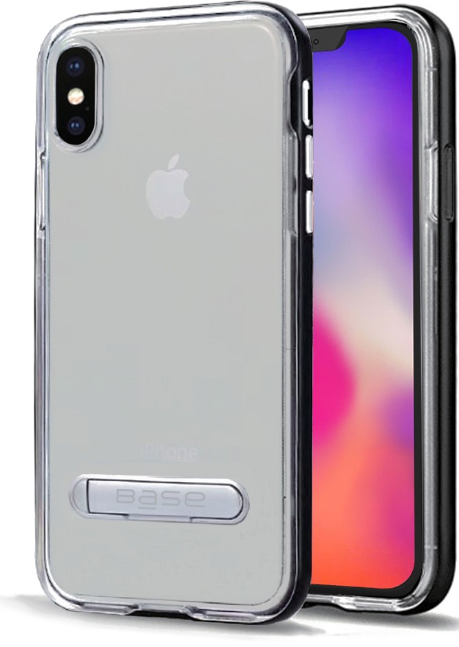 Clear case protector with black edges and aluminum Kickstand for iPhone X Max cell phones