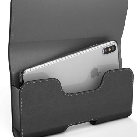 Size 2 Black Slim Pouch Case with Strap Holder for Cell Phones
