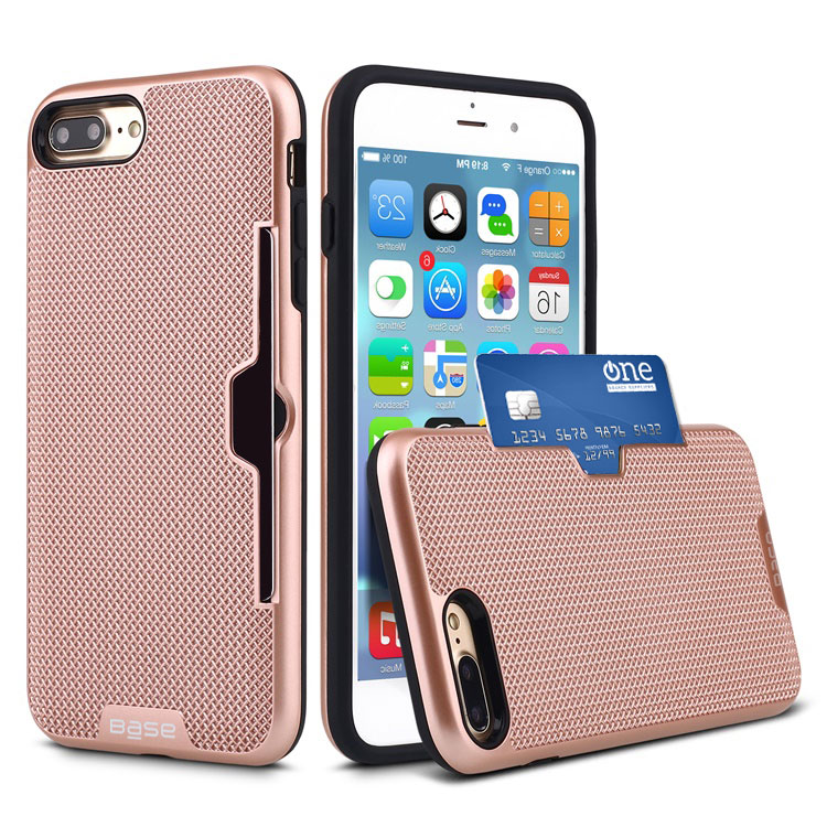 Base DuraFit Stowaway - Dual Layer Protective Credit Card Case for iPhone 7/8 Plus - Rose Gold