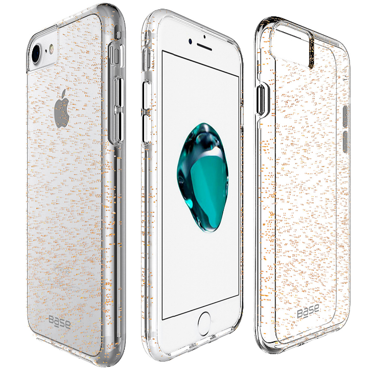 Base Crystal Shield - Reinforced Bumper Protective Case for iPhone 6/7/8 Plus - Gold Glitter