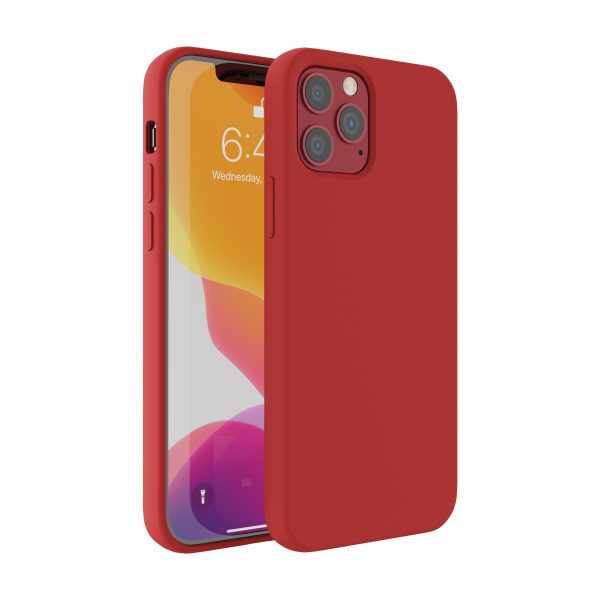Red Liquid silicone rubber case protector compatible with wireless charging for iPhone 12 / iPhone 12 Pro cell phones