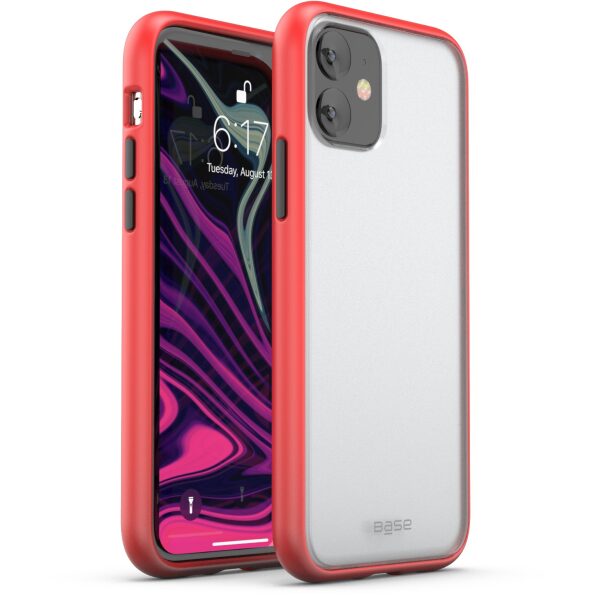 Base  IPhone 11 (6.1)  -DuoHybrid Reinforced  Protective Case  - Clear/Red
