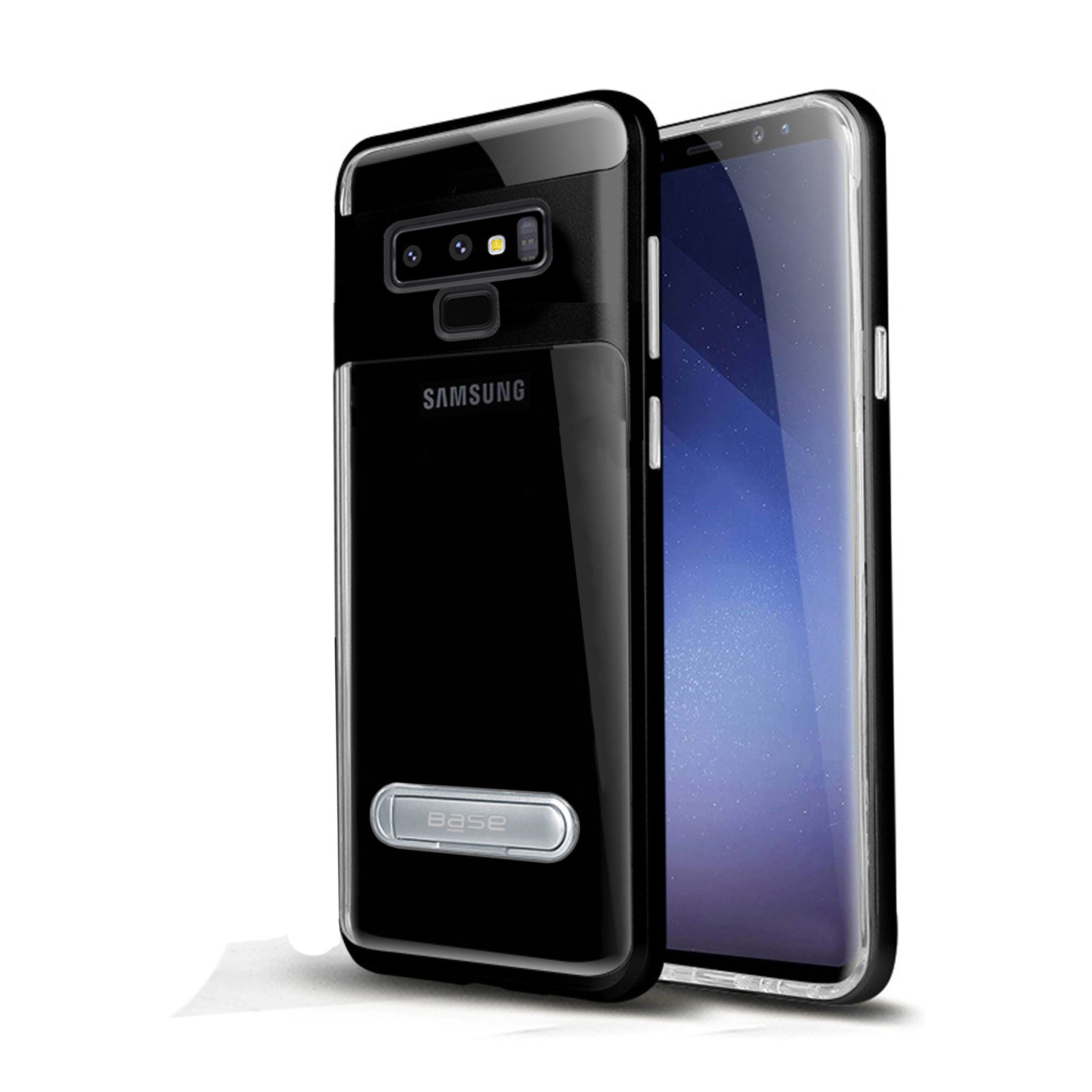 Base DuoHybrid - Reinforced  Protective Case w/ Kickstand for Samsung Note9 - Clear/Black