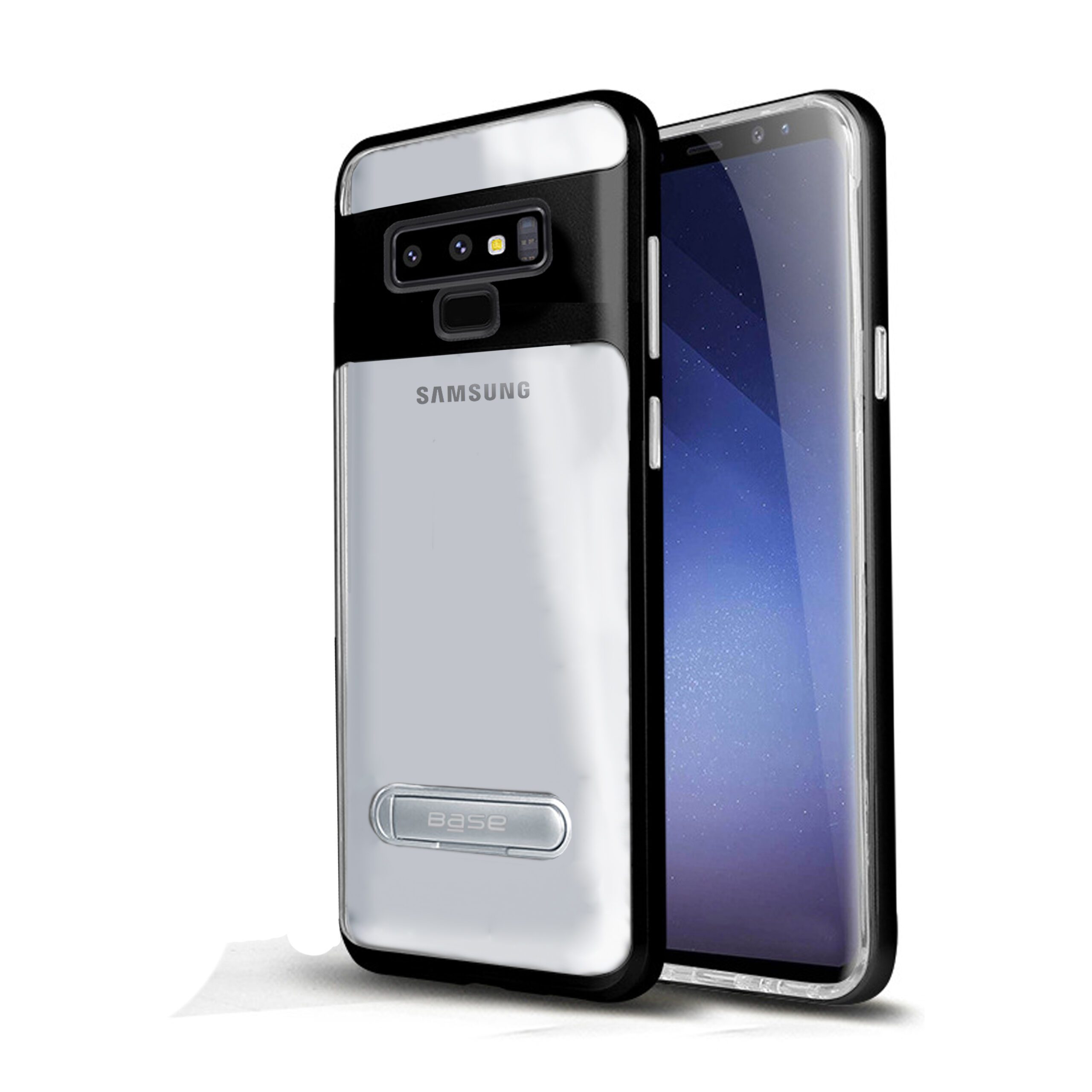 Base DuoHybrid - Reinforced  Protective Case w/ Kickstand for Samsung Note9 - Clear/Black
