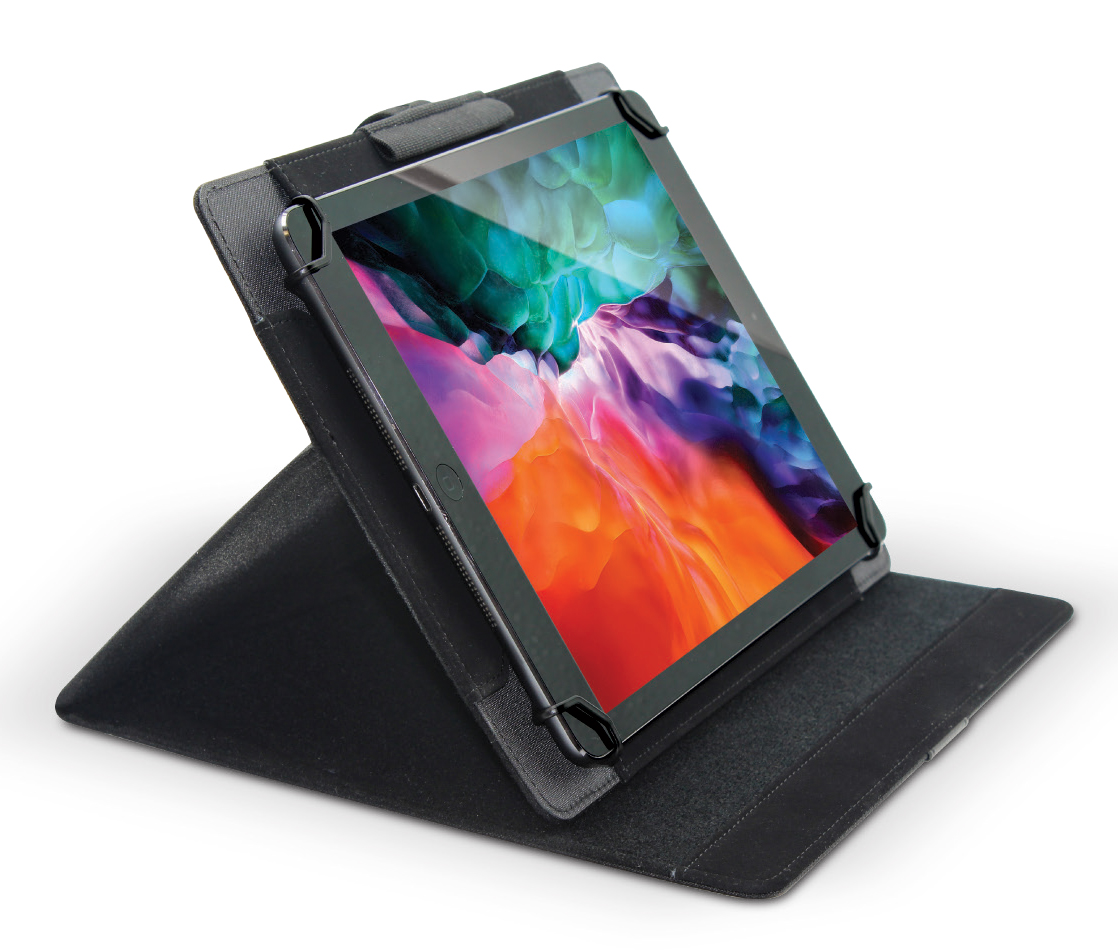 Black tablet case and stand for all brands of 5.5 up to 8.5 inch tablets