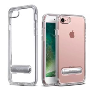 Base DuoHybrid - Reinforced  Protective Case w/ Kickstand for iPhone SE - 7/8 - Clear/Silver