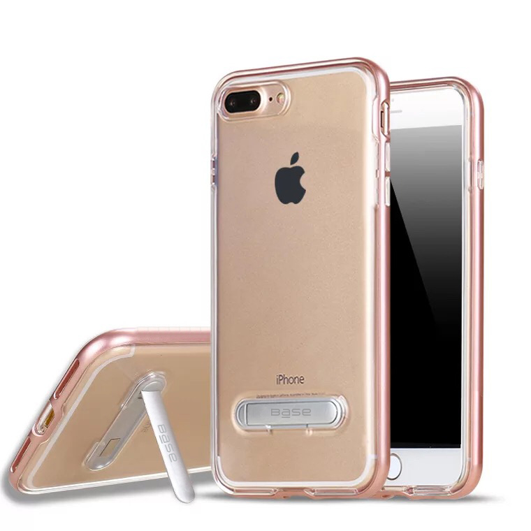 Base DuoHybrid - Reinforced  Protective Case w/ Kickstand for iPhone 7/8 Plus - Clear/Rose Gold