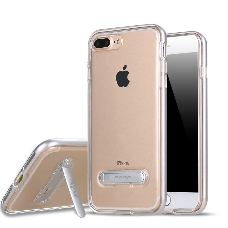 Base DuoHybrid - Reinforced  Protective Case w/ Kickstand for iPhone 7/8 Plus - Clear/Silver