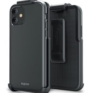 Two-Piece slim black protective case with rotating belt clip holster for iPhone 11 Cell Phones