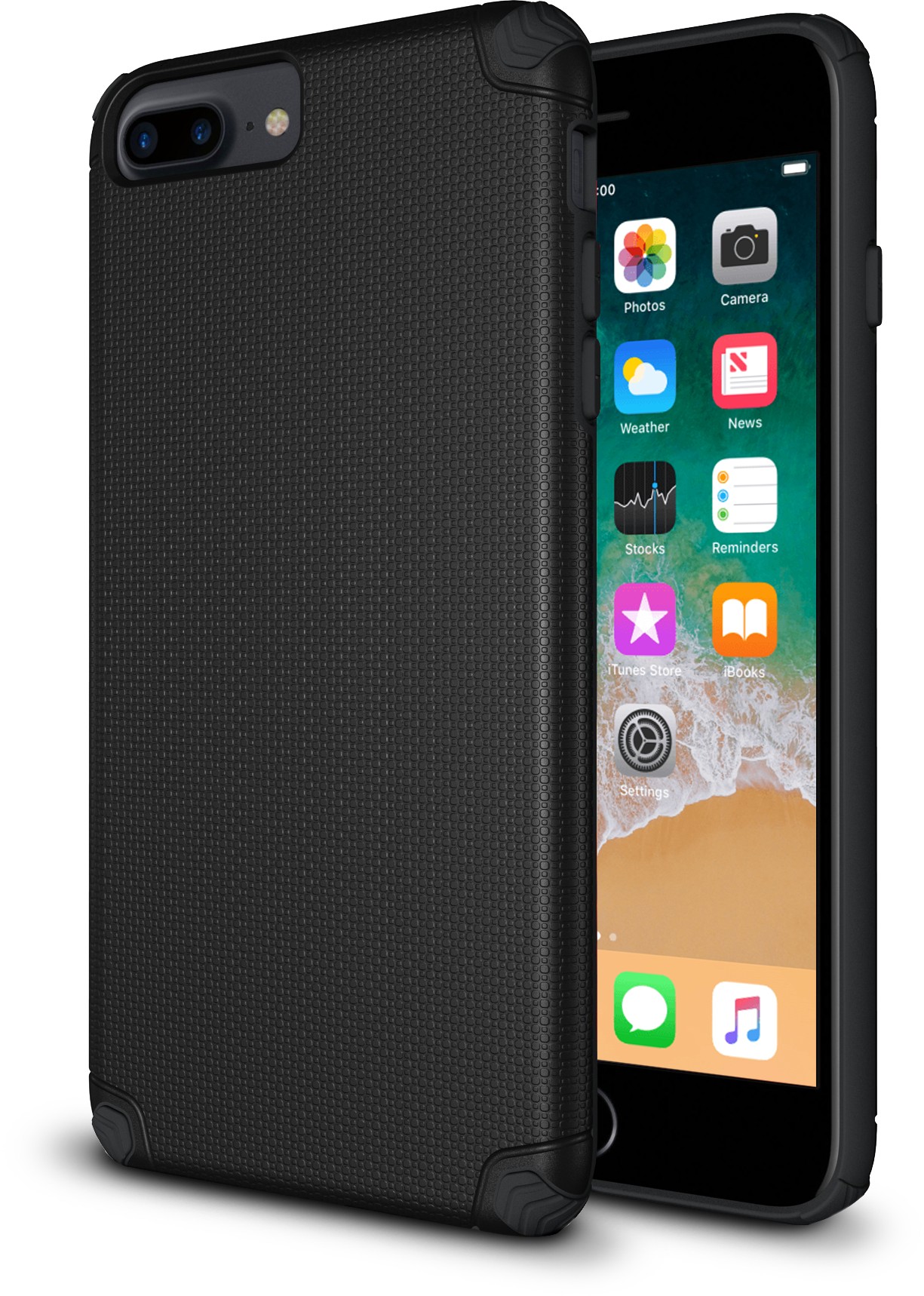Black Rugged case protective for iPhone 6, 7, 8 Plus cell phones