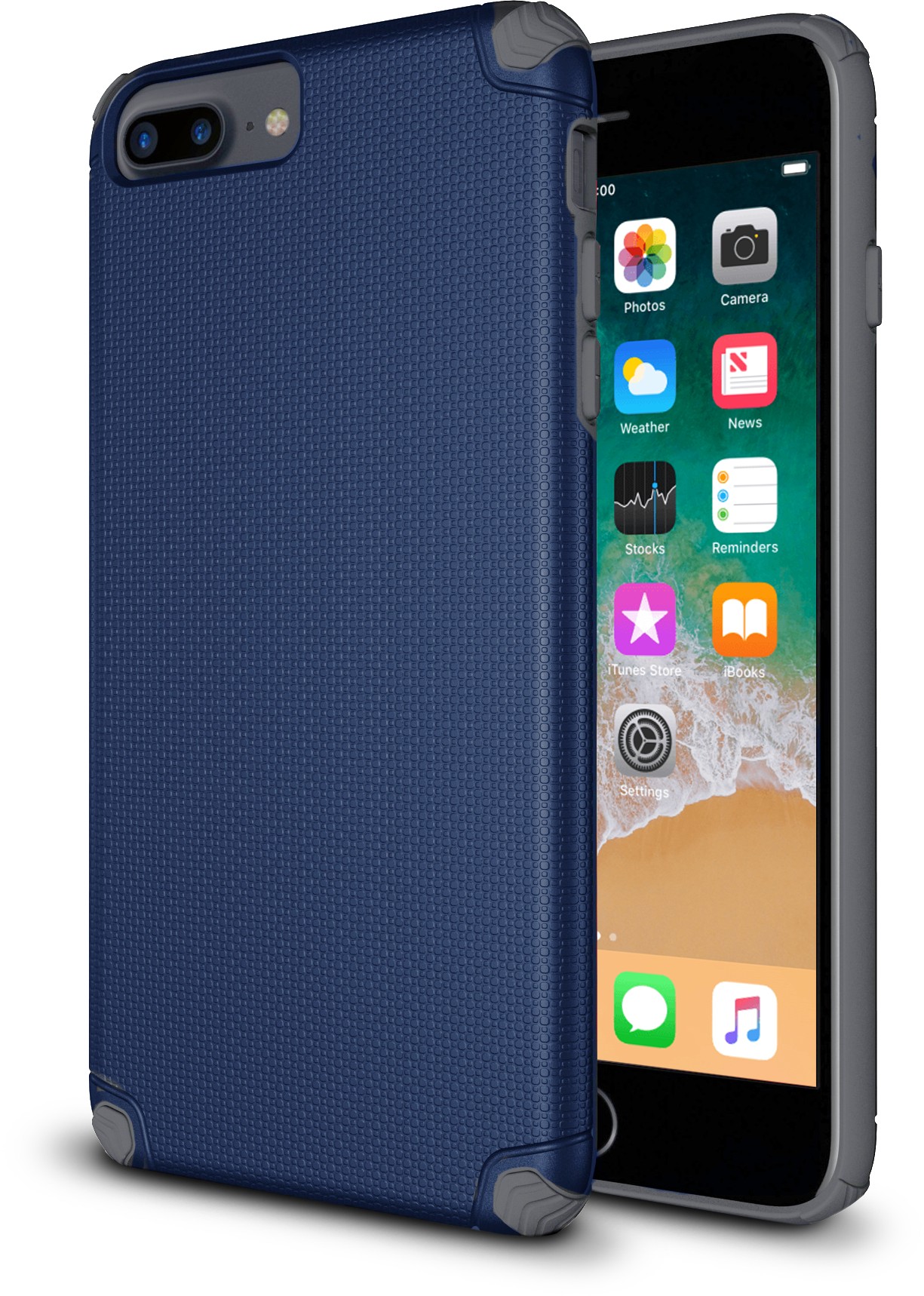 Base ProTech - Rugged Armor Protective Case for iPhone 6, 7, 8 Plus - Blue