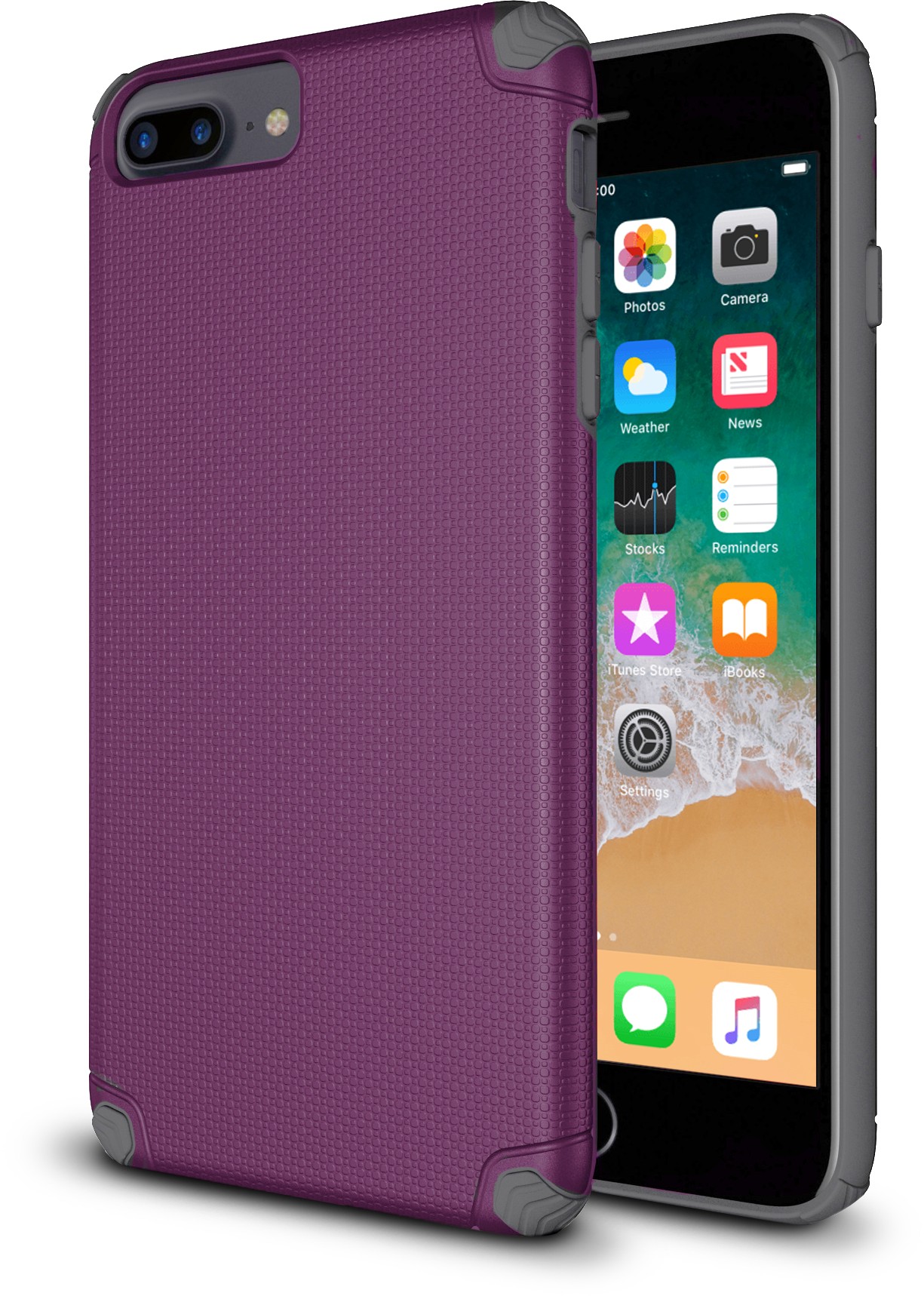 Purple rugged case protective for iPhone 7 and 8 Plus cell phones