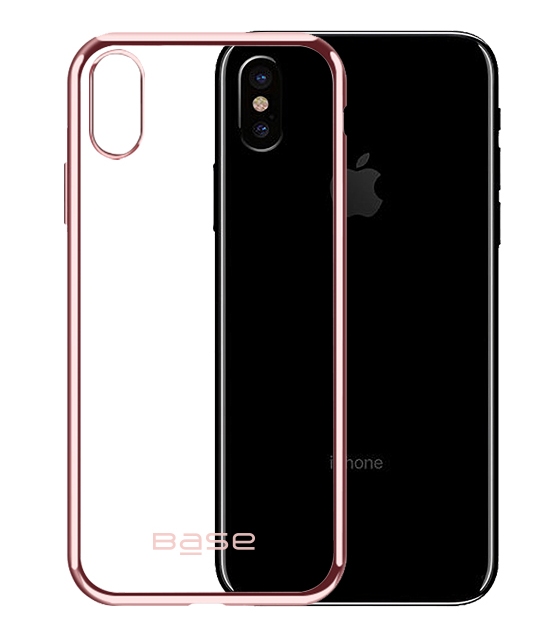 Base Aero Glaze - Electroplate Clear Slim Protective Case for iPhone X - Rose Gold