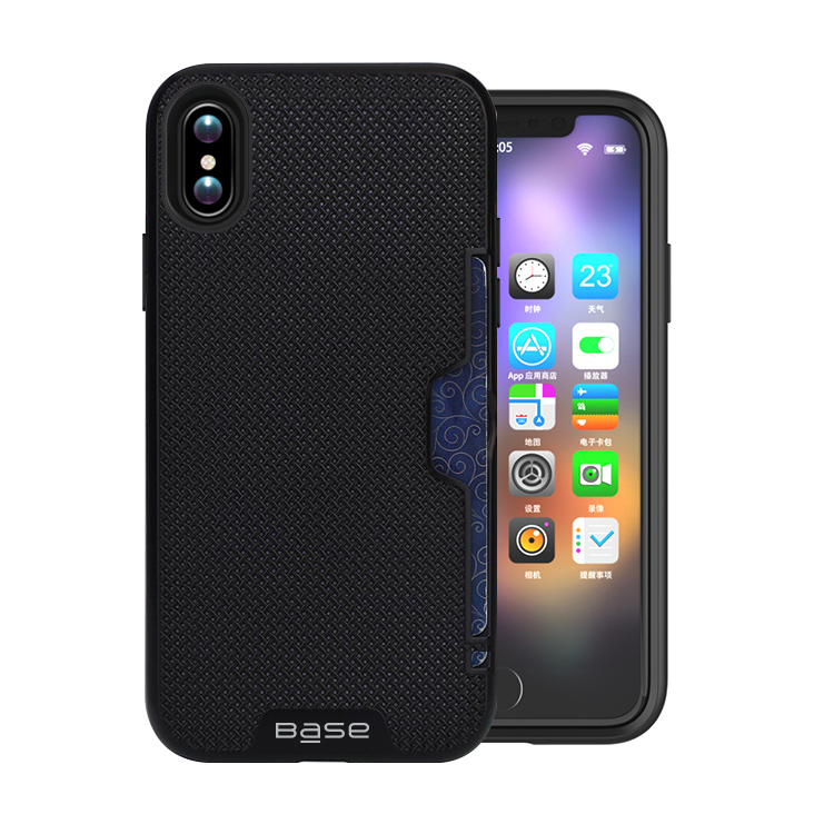 Base DuraFit Stowaway - Dual Layer Protective Credit Card Case for iPhone X - Black