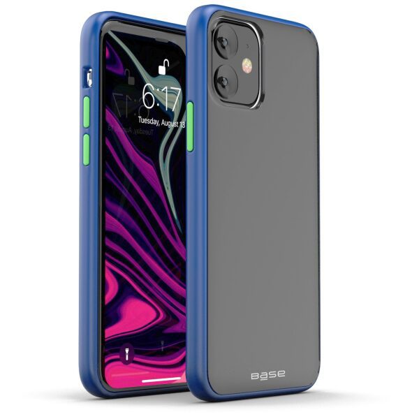 Smoke case protective with blue edges for iPhone 11 cell phones