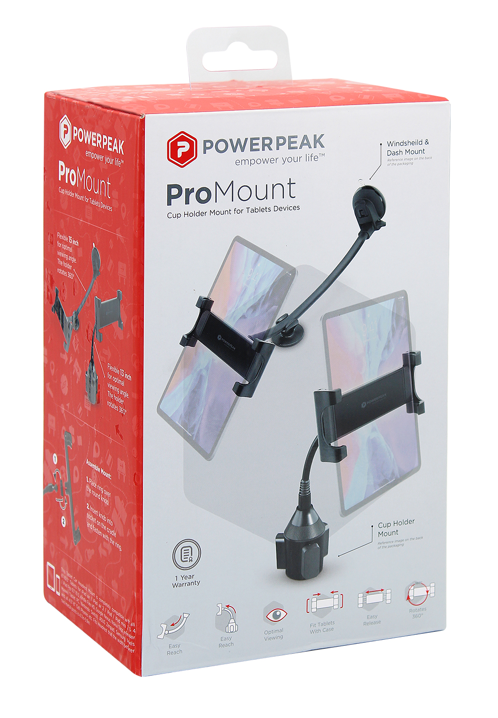PowerPeak ProMount  2-1 Car Mount for 5.25" - 11" inch Tablets