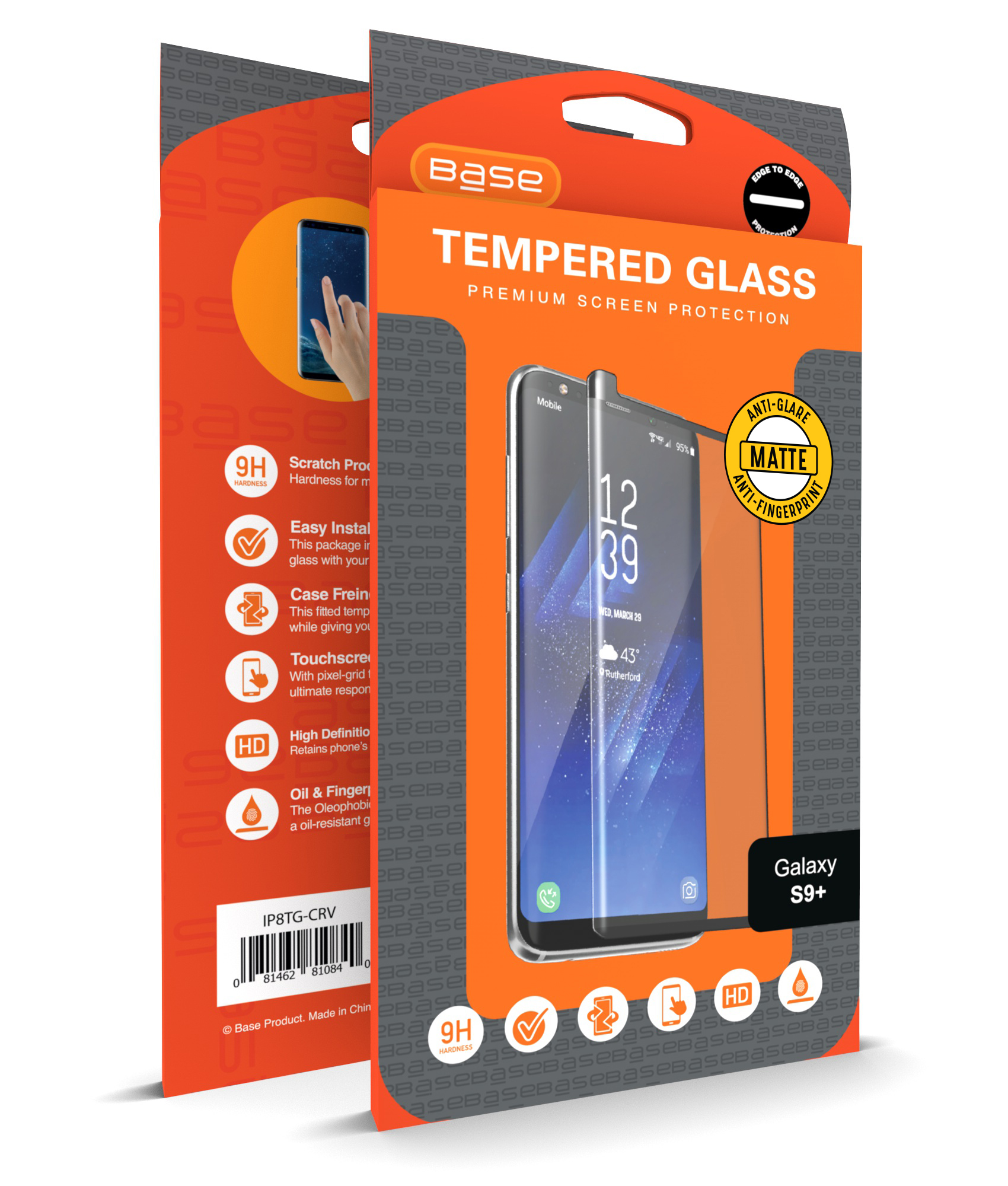 Base Matte Tempered Glass Screen Protector for Galaxy S9 Plus - Matte / Anti Glare