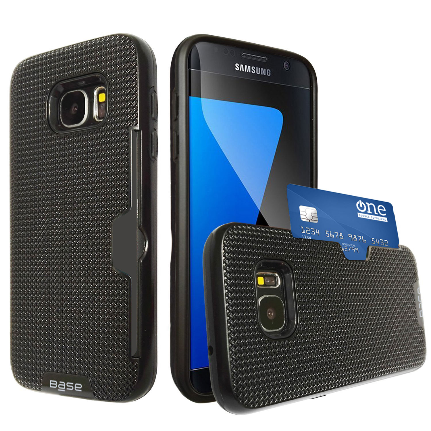 Base DuraFit Stowaway - Dual Layer Protective Credit Card Case for Samsung Galaxy S7 - Black