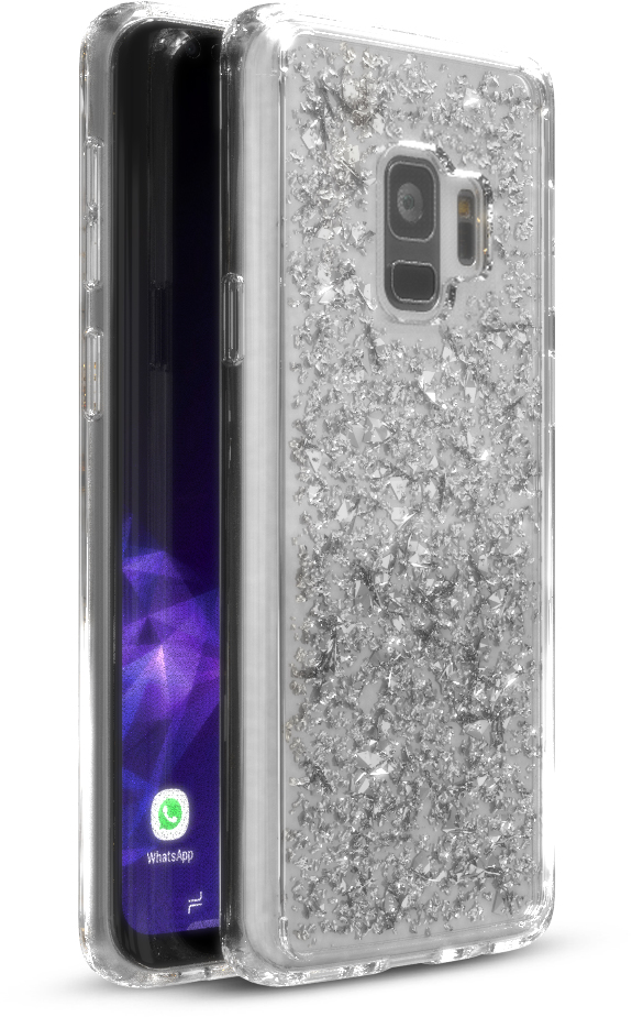 Base CharismaGlimmer - Glimmering Protective Case for Samsung Galaxy S9 - Silver