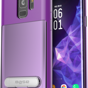 Base DuoHybrid - Reinforced  Protective Case w/ Kickstand for Galaxy S9 - Clear/Purple