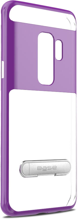Base DuoHybrid - Reinforced  Protective Case w/ Kickstand for Galaxy S9 Plus - Clear/Purple