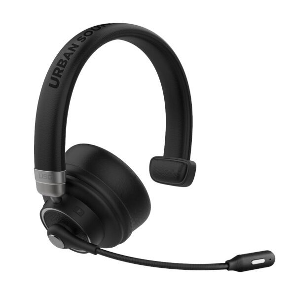 Black wireless Bluetooth trucker/office headset with built-in microphone