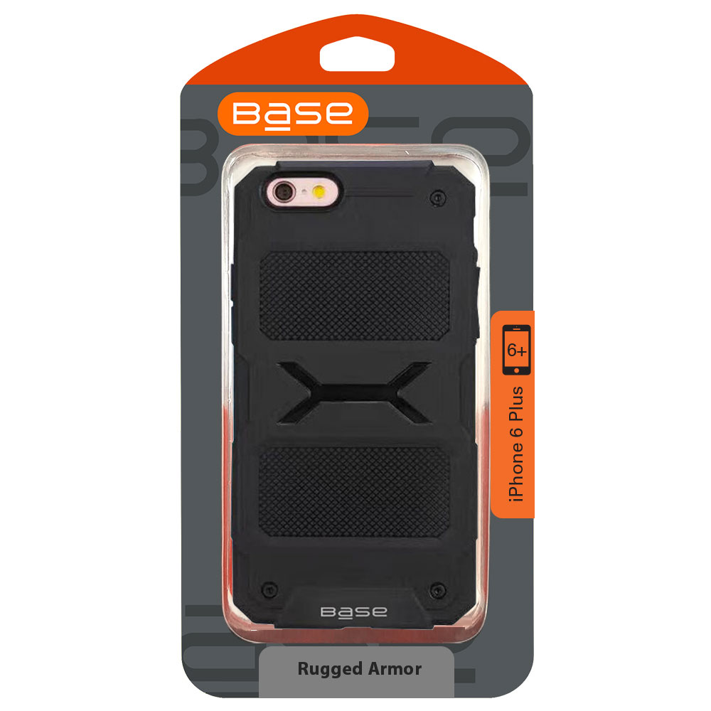 Base ProTech - Rugged Armor Protective Case for iPhone 6 Plus - Black - BULK NO PACKAGING!