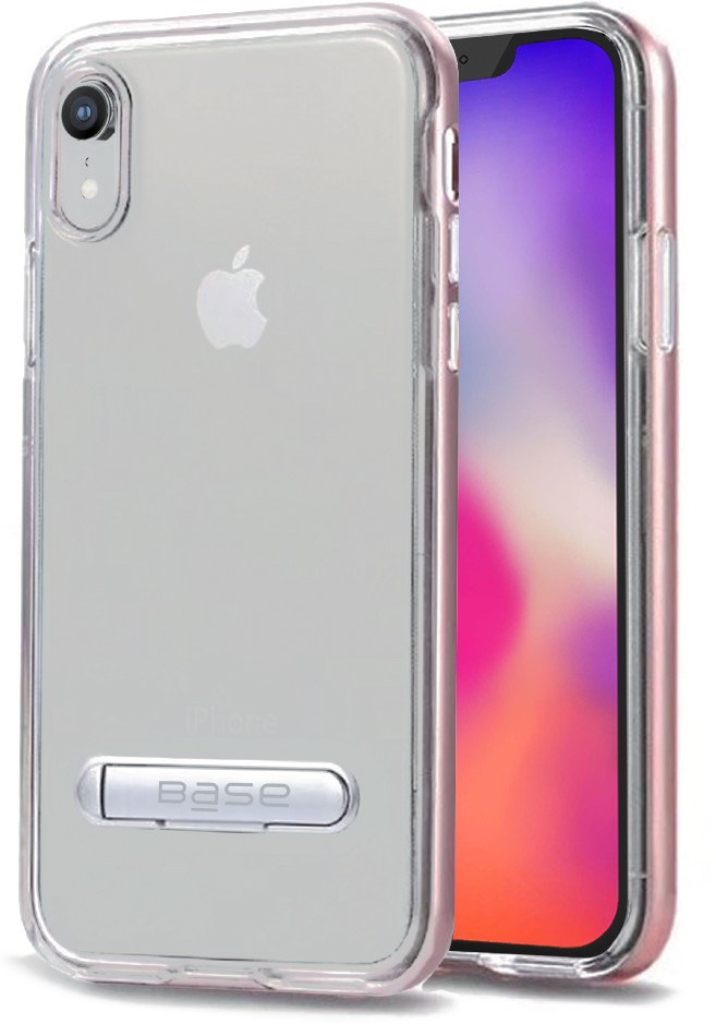 Base DuoHybrid - Reinforced Protective Case w/ Kickstand for iPhone XR - Clear/Rose