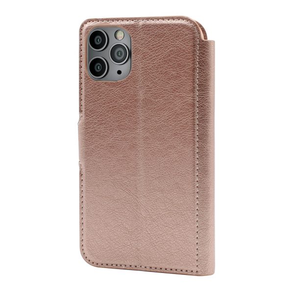 Rose Gold slim wallet folio case protector for iPhone 12 / iPhone 12 Pro cell phones