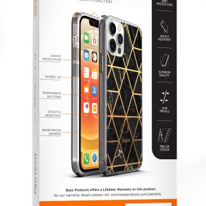 iPhone 12 Mini (5.4) - Marble Luxury Shockproof Cover Case - Black