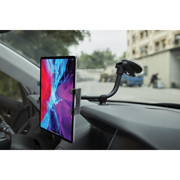 Black 2-1 dashboard windshield car tablet holder and car cup holder tablet mount