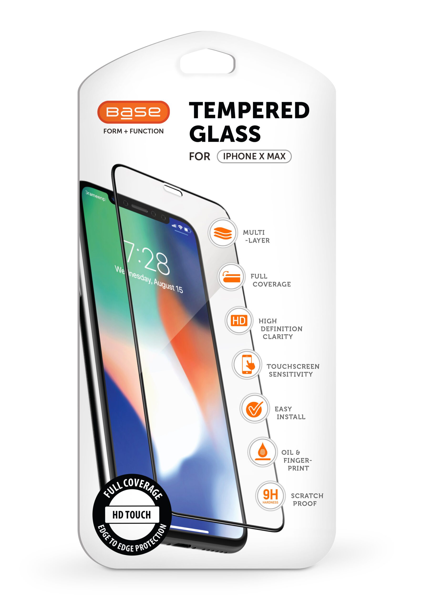 Base Premium Full Coverage Tempered Glass Screen Protector For IPhone X Max