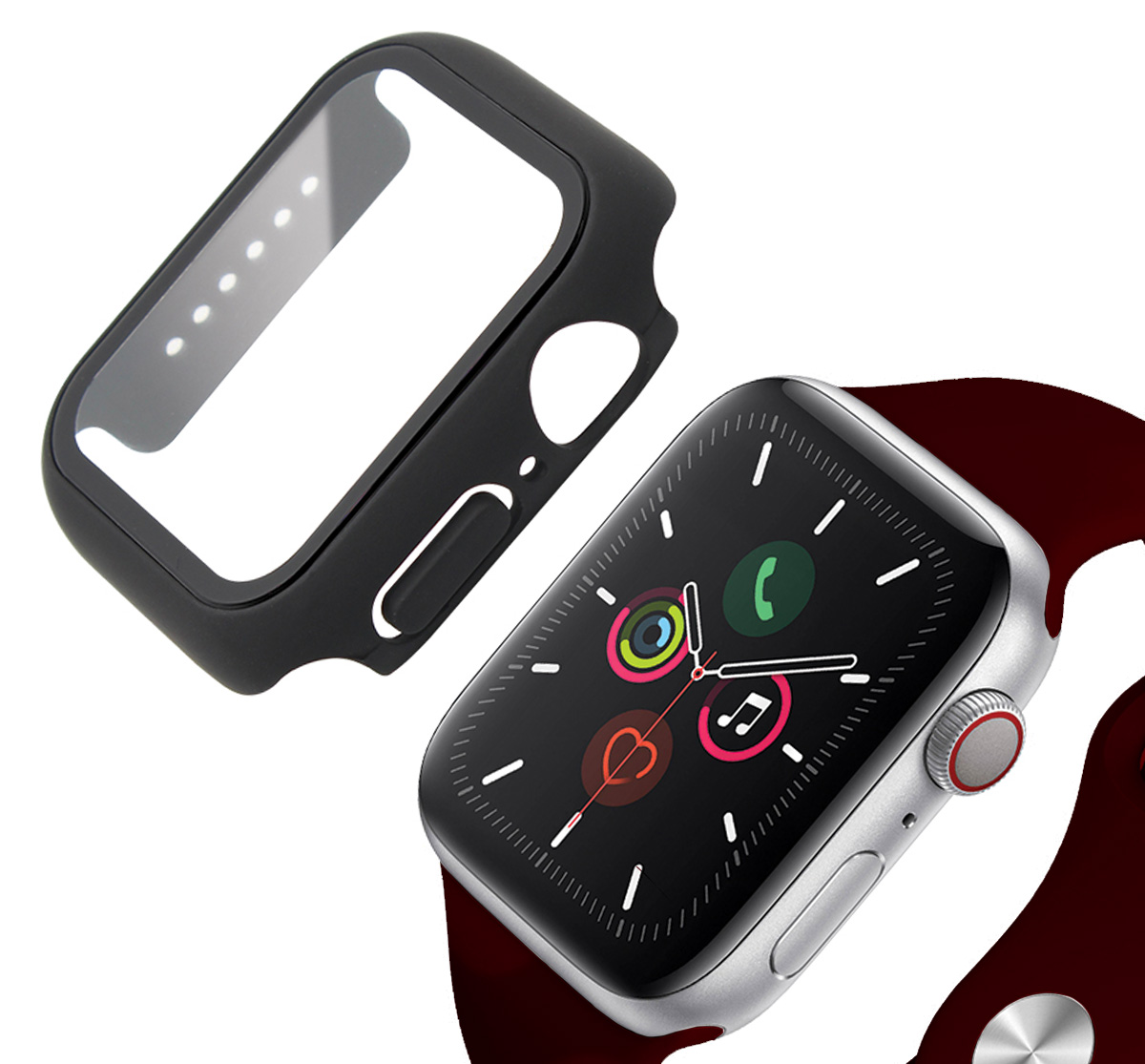 Full Coverage Tempered Glass Bumper with Black Edges for Apple Watch Series 4/5/6/SE (40mm)