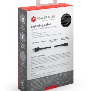 PowerPeak 6ft. Lightning USB Charging Cable - Black