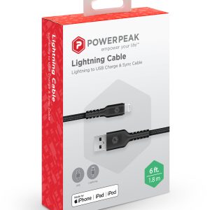 PowerPeak 6ft. Lightning USB Charging Cable - Black